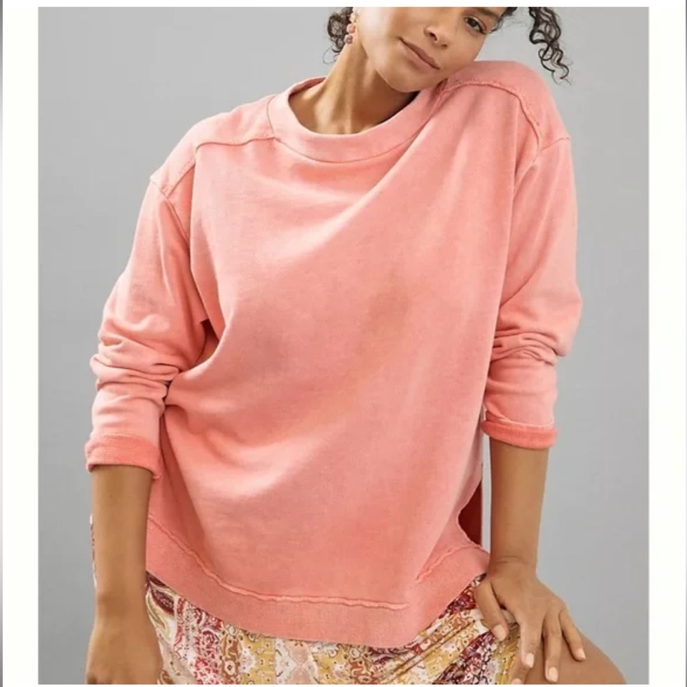 Anthropologie Pilcro & the Letterpress Coral Pullover Tunic Sweatshirt Size S